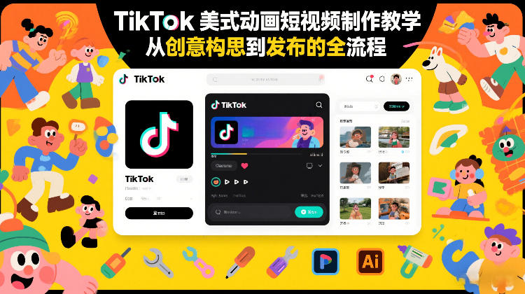 TikTok美式动画短视频制作教学，从创意构思到发布的全流程网创-网赚-电商-tk-出海-AI-抖音-快手-小红书-视频号-玩法-创业-小程序-公众号-私域-s粉网创智库