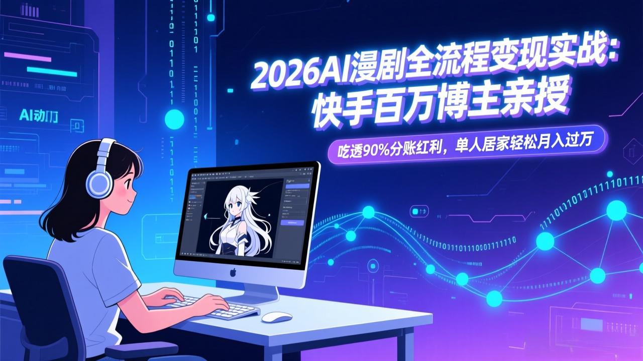 2026AI漫剧全流程变现实战：快手百万博主亲授，吃透90%分账红利，单人居家轻松月入过万 - 网创智库网创-网赚-电商-tk-出海-AI-抖音-快手-小红书-视频号-玩法-创业-小程序-公众号-私域-s粉网创智库