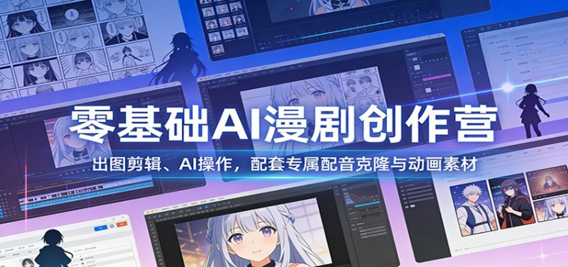 零基础AI漫剧创作营：出图剪辑、AI操作，配套专属配音克隆与动画素材网创-网赚-电商-tk-出海-AI-抖音-快手-小红书-视频号-玩法-创业-小程序-公众号-私域-s粉网创智库