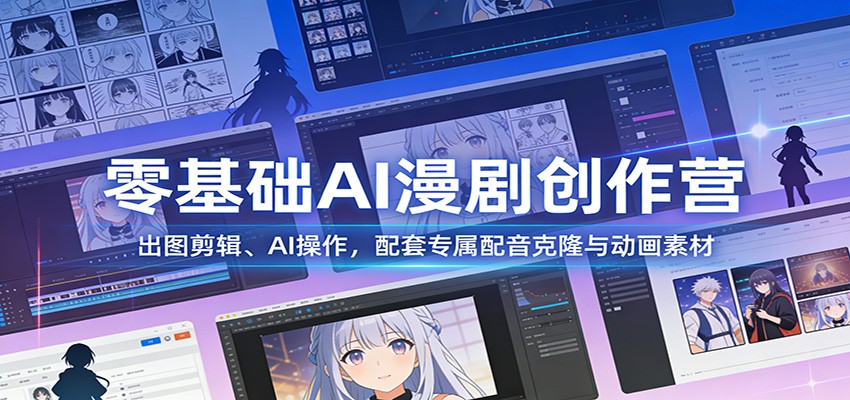 零基础AI漫剧创作营：出图剪辑、AI操作，配套专属配音克隆与动画素材 - 网创智库网创-网赚-电商-tk-出海-AI-抖音-快手-小红书-视频号-玩法-创业-小程序-公众号-私域-s粉网创智库