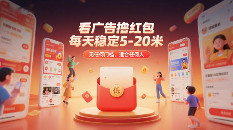 看广告撸红包，每天稳定5-20米，无任何门槛，适合任何人网创-网赚-电商-tk-出海-AI-抖音-快手-小红书-视频号-玩法-创业-小程序-公众号-私域-s粉网创智库