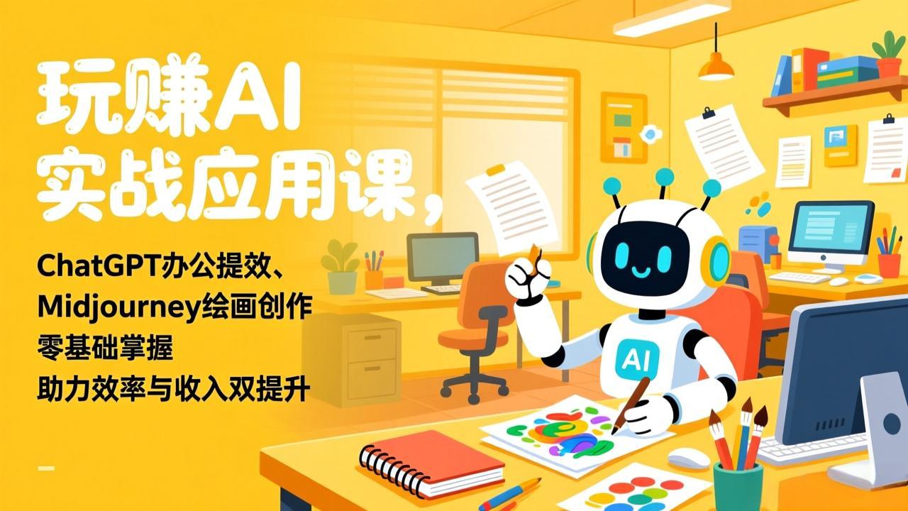 玩赚AI实战应用课，ChatGPT办公提效、Midjourney绘画创作，零基础掌握，助力效率与收入双提升 - 网创智库网创-网赚-电商-tk-出海-AI-抖音-快手-小红书-视频号-玩法-创业-小程序-公众号-私域-s粉网创智库