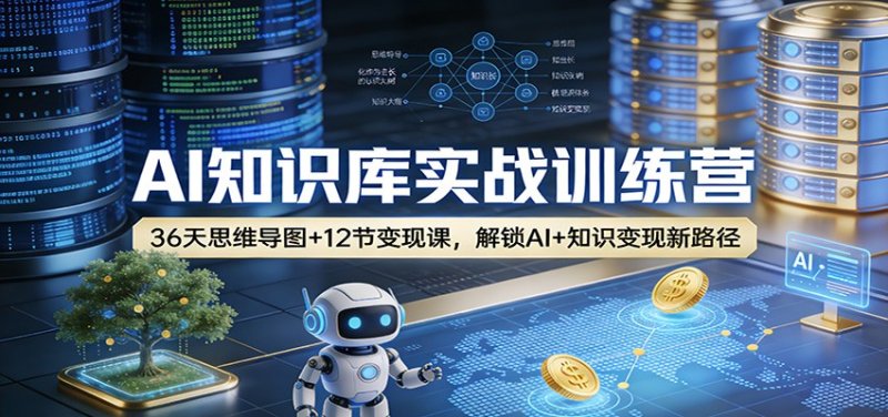 AI知识库实战训练营：36天思维导图+12节变现课，解锁AI+知识变现新路径网创-网赚-电商-tk-出海-AI-抖音-快手-小红书-视频号-玩法-创业-小程序-公众号-私域-s粉网创智库