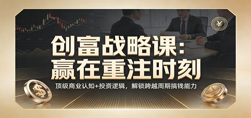 《创富战略课：赢在重注时刻》顶级商业认知+投资逻辑，解锁跨越周期搞钱能力 - 网创智库网创-网赚-电商-tk-出海-AI-抖音-快手-小红书-视频号-玩法-创业-小程序-公众号-私域-s粉网创智库