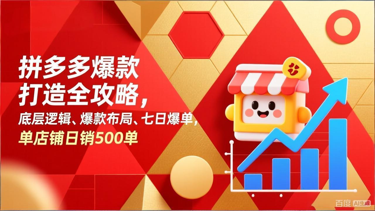 拼多多爆款打造全攻略，底层逻辑、爆款布局、七日爆单，单店铺日销500单 - 网创智库网创-网赚-电商-tk-出海-AI-抖音-快手-小红书-视频号-玩法-创业-小程序-公众号-私域-s粉网创智库