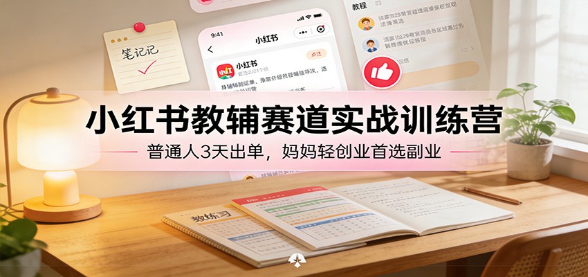 小红书教辅赛道实战训练营:普通人3天出单,妈妈轻创业首选副业 - 网创智库网创-网赚-电商-tk-出海-AI-抖音-快手-小红书-视频号-玩法-创业-小程序-公众号-私域-s粉网创智库