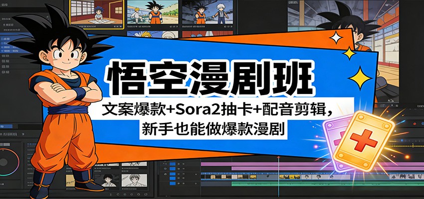 悟空漫剧班：文案爆款+Sora2抽卡+配音剪辑，新手也能做爆款漫剧 - 网创智库网创-网赚-电商-tk-出海-AI-抖音-快手-小红书-视频号-玩法-创业-小程序-公众号-私域-s粉网创智库