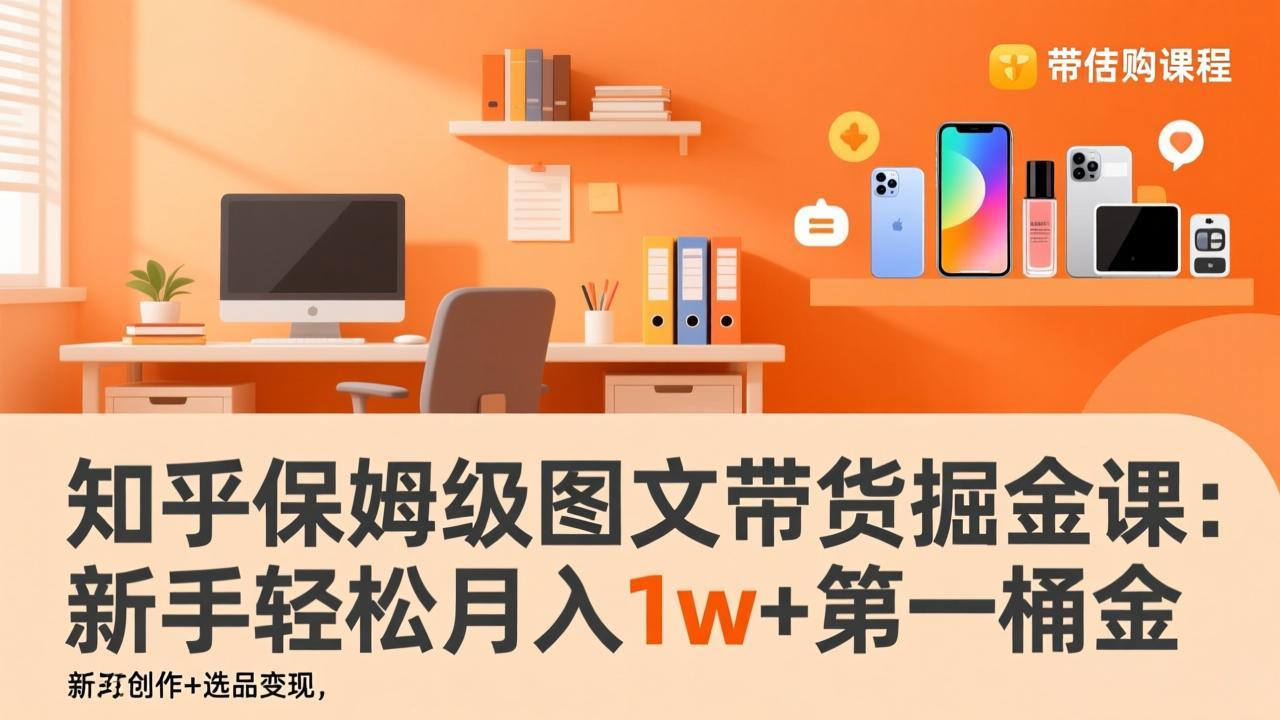 知乎保姆级图文带货掘金课：账号打造+爆文创作+选品变现，新手轻松月入1w+第一桶金 - 网创智库网创-网赚-电商-tk-出海-AI-抖音-快手-小红书-视频号-玩法-创业-小程序-公众号-私域-s粉网创智库