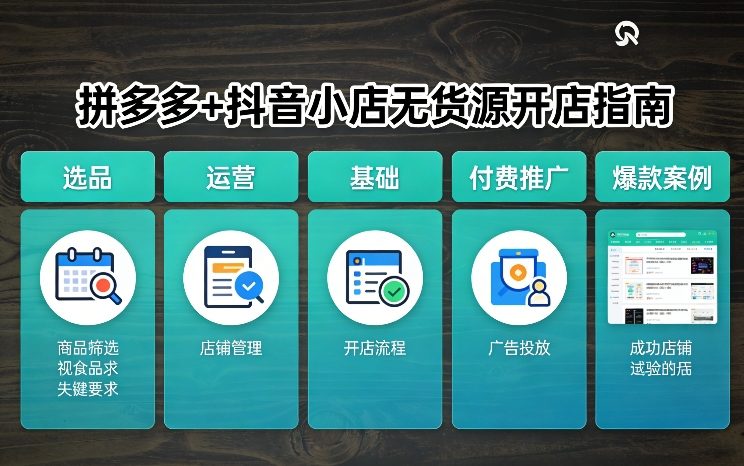 拼多多+抖音小店无货源开店，包括：选品、运营、基础、付费推广、爆款案例等(更新26年2月)网创-网赚-电商-tk-出海-AI-抖音-快手-小红书-视频号-玩法-创业-小程序-公众号-私域-s粉网创智库