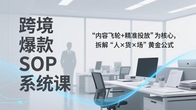 跨境爆款SOP系统课，“内容飞轮+精准投放”为核心，拆解“人×货×场”黄金公式网创-网赚-电商-tk-出海-AI-抖音-快手-小红书-视频号-玩法-创业-小程序-公众号-私域-s粉网创智库