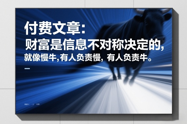 付费文章：财富是信息不对称决定的，就像慢牛，有人负责慢，有人负责牛网创-网赚-电商-tk-出海-AI-抖音-快手-小红书-视频号-玩法-创业-小程序-公众号-私域-s粉网创智库
