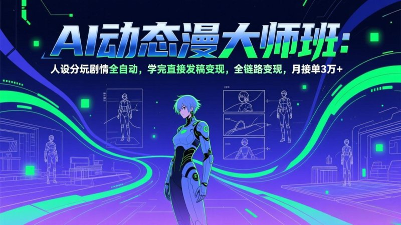 AI动态漫剧大师班：人设分镜剧情全自动，学完直接发稿变现，全链路变现，月接单3万+网创-网赚-电商-tk-出海-AI-抖音-快手-小红书-视频号-玩法-创业-小程序-公众号-私域-s粉网创智库