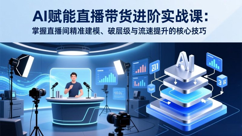 AI赋能直播带货进阶实战课：掌握直播间精准建模、破层级与流速提升的核心技巧网创-网赚-电商-tk-出海-AI-抖音-快手-小红书-视频号-玩法-创业-小程序-公众号-私域-s粉网创智库