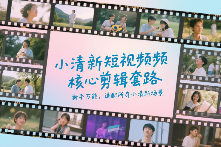 小清新短视频核心剪辑套路，新手万能，适配所有小清新场景网创-网赚-电商-tk-出海-AI-抖音-快手-小红书-视频号-玩法-创业-小程序-公众号-私域-s粉网创智库