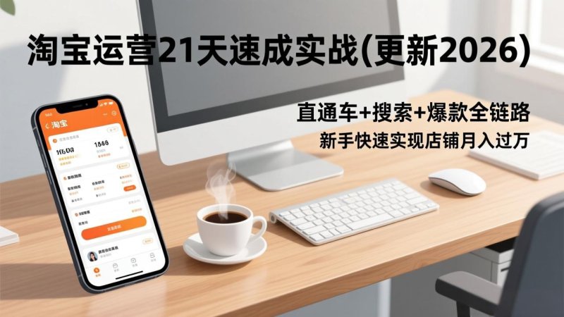 淘宝运营21天速成实战(更新2026网创-网赚-电商-tk-出海-AI-抖音-快手-小红书-视频号-玩法-创业-小程序-公众号-私域-s粉网创智库