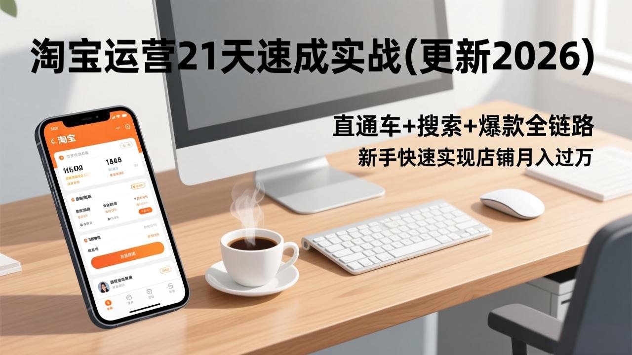 淘宝运营21天速成实战(更新2026 - 网创智库网创-网赚-电商-tk-出海-AI-抖音-快手-小红书-视频号-玩法-创业-小程序-公众号-私域-s粉网创智库