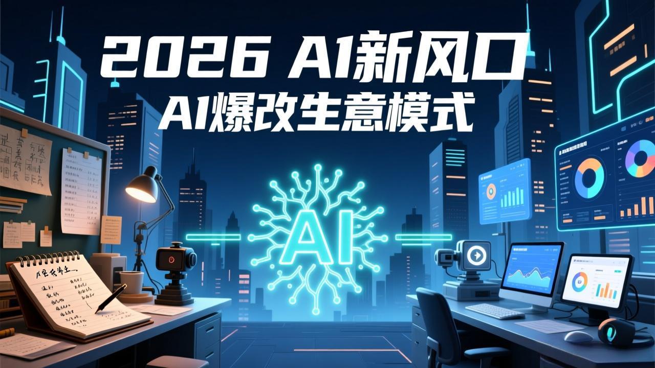 2026年AI创富新风口，用人工智能爆改你的生意模式，从短视频到直播全面降本增效抢占先机 - 网创智库网创-网赚-电商-tk-出海-AI-抖音-快手-小红书-视频号-玩法-创业-小程序-公众号-私域-s粉网创智库