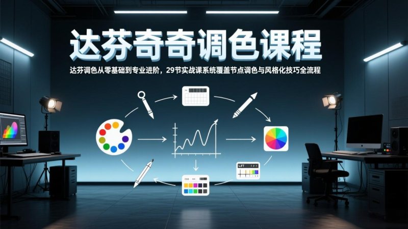 达芬奇调色从零基础到专业进阶，29节实战课系统覆盖节点调色与风格化技巧全流程网创-网赚-电商-tk-出海-AI-抖音-快手-小红书-视频号-玩法-创业-小程序-公众号-私域-s粉网创智库
