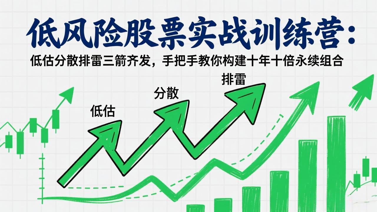 低风险股票实战训练营：低估分散排雷三箭齐发，手把手教你构建十年十倍永续组合 - 网创智库网创-网赚-电商-tk-出海-AI-抖音-快手-小红书-视频号-玩法-创业-小程序-公众号-私域-s粉网创智库