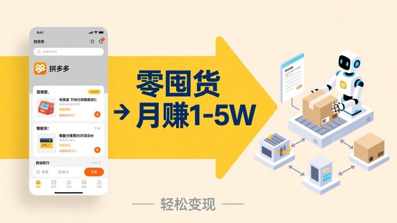 不用囤货不用跑单！拼多多虚拟玩法，机器人管理发货和客服，帮你月赚 1-5W网创-网赚-电商-tk-出海-AI-抖音-快手-小红书-视频号-玩法-创业-小程序-公众号-私域-s粉网创智库