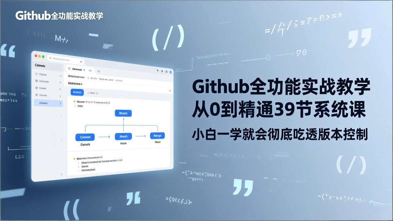 GitHub-全功能实战教学，从0到精通39节系统课，小白一学就会彻底吃透版本控制 - 网创智库网创-网赚-电商-tk-出海-AI-抖音-快手-小红书-视频号-玩法-创业-小程序-公众号-私域-s粉网创智库