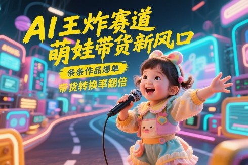 AI王炸赛道，萌娃带货新风口，条条作品爆单，带货转换率翻倍，核心逻辑拆解网创-网赚-电商-tk-出海-AI-抖音-快手-小红书-视频号-玩法-创业-小程序-公众号-私域-s粉网创智库