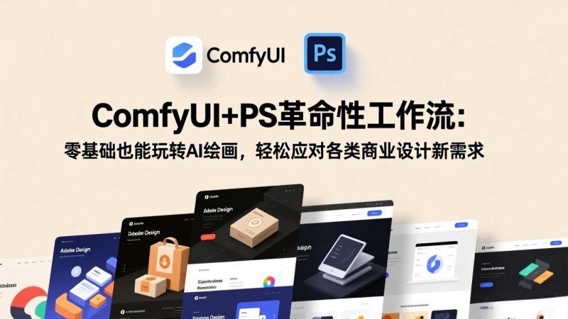 ComfyUI+PS革命性工作流：零基础也能玩转AI绘画，轻松应对各类商业设计新需求网创-网赚-电商-tk-出海-AI-抖音-快手-小红书-视频号-玩法-创业-小程序-公众号-私域-s粉网创智库