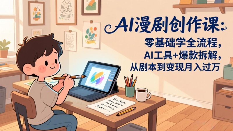 AI漫剧创作课：零基础学全流程，AI工具+爆款拆解，从剧本到变现月入过万网创-网赚-电商-tk-出海-AI-抖音-快手-小红书-视频号-玩法-创业-小程序-公众号-私域-s粉网创智库