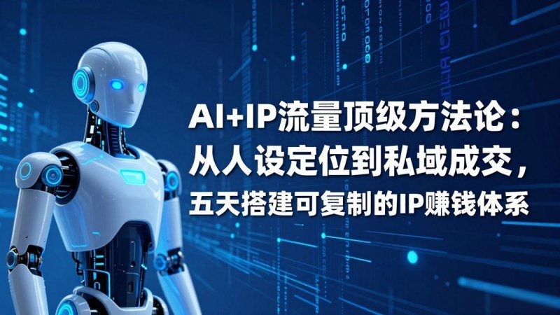 AI+IP顶级方法论：从人设定位到私域成交，五天搭建可复制的IP赚钱体系网创-网赚-电商-tk-出海-AI-抖音-快手-小红书-视频号-玩法-创业-小程序-公众号-私域-s粉网创智库