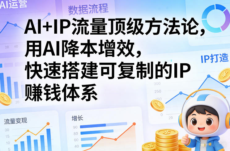 AI+IP流量顶级方法论，用AI降本增效，快速搭建可复制的IP賺钱体系网创-网赚-电商-tk-出海-AI-抖音-快手-小红书-视频号-玩法-创业-小程序-公众号-私域-s粉网创智库