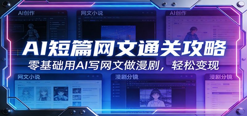 AI短篇网文通关攻略：零基础用AI写网文做漫剧，轻松变现网创-网赚-电商-tk-出海-AI-抖音-快手-小红书-视频号-玩法-创业-小程序-公众号-私域-s粉网创智库