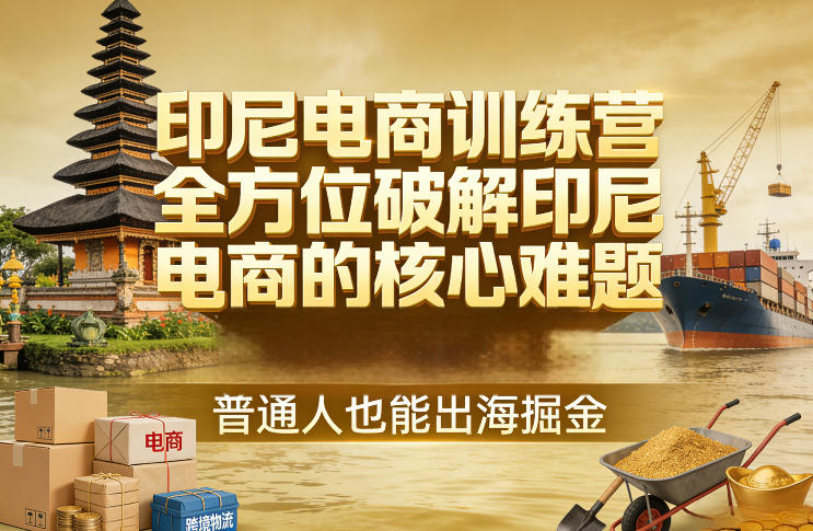 印尼电商训练营，全方位破解印尼电商的核心难题，普通人也能出海掘金网创-网赚-电商-tk-出海-AI-抖音-快手-小红书-视频号-玩法-创业-小程序-公众号-私域-s粉网创智库