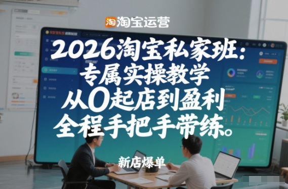 2026淘宝私家班：专属实操教学，从0起店到盈利，全程手把手带练(更新26年3月)网创-网赚-电商-tk-出海-AI-抖音-快手-小红书-视频号-玩法-创业-小程序-公众号-私域-s粉网创智库