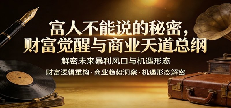 富人不能说的秘密，财富觉醒与商业天道总纲，解密未来暴利风口与机遇形态网创-网赚-电商-tk-出海-AI-抖音-快手-小红书-视频号-玩法-创业-小程序-公众号-私域-s粉网创智库