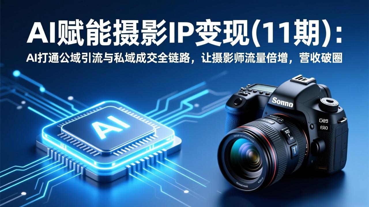 AI赋能摄影IP变现(11期 - 网创智库网创-网赚-电商-tk-出海-AI-抖音-快手-小红书-视频号-玩法-创业-小程序-公众号-私域-s粉网创智库