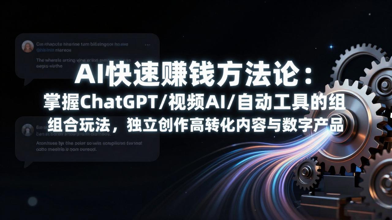 AI快速赚钱方法论：掌握ChatGPT/视频AI/自动化工具的组合玩法，独立创作高转化内容与数字产品网创-网赚-电商-tk-出海-AI-抖音-快手-小红书-视频号-玩法-创业-小程序-公众号-私域-s粉网创智库