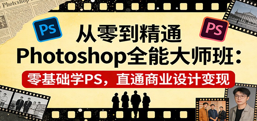 从零到精通Photoshop全能大师班：零基础学PS，直通商业设计变现 - 网创智库网创-网赚-电商-tk-出海-AI-抖音-快手-小红书-视频号-玩法-创业-小程序-公众号-私域-s粉网创智库