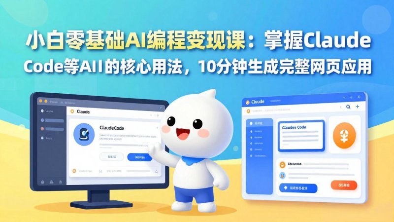小白零基础AI编程变现课：掌握Claude Code等AI工具的核心用法，10分钟生成完整网页应用网创-网赚-电商-tk-出海-AI-抖音-快手-小红书-视频号-玩法-创业-小程序-公众号-私域-s粉网创智库