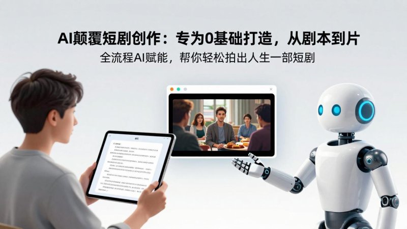 AI颠覆短剧创作：专为0基础打造，从剧本到成片全流程AI赋能，帮你轻松拍出人生第一部短剧网创-网赚-电商-tk-出海-AI-抖音-快手-小红书-视频号-玩法-创业-小程序-公众号-私域-s粉网创智库