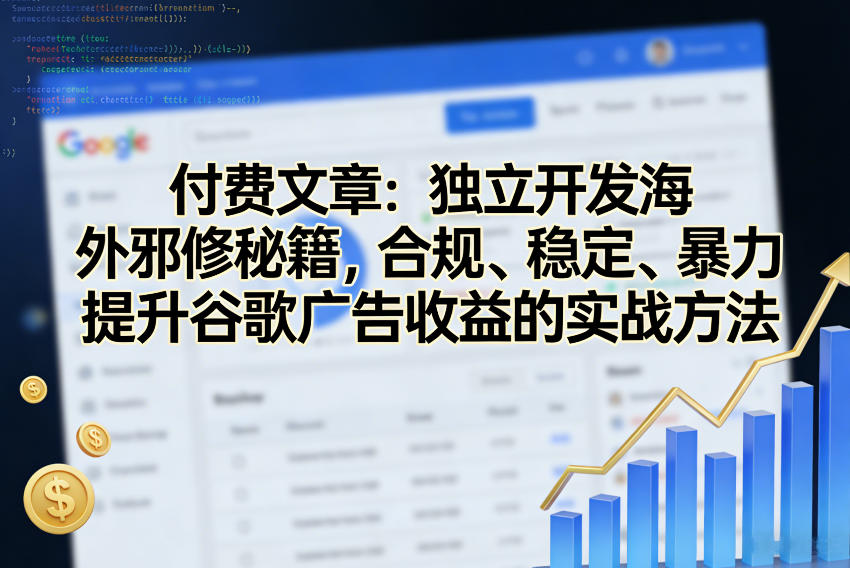 付费文章：独立开发海外邪修秘籍，合规、稳定、暴力提升谷歌广告收益的实战方法 - 网创智库网创-网赚-电商-tk-出海-AI-抖音-快手-小红书-视频号-玩法-创业-小程序-公众号-私域-s粉网创智库
