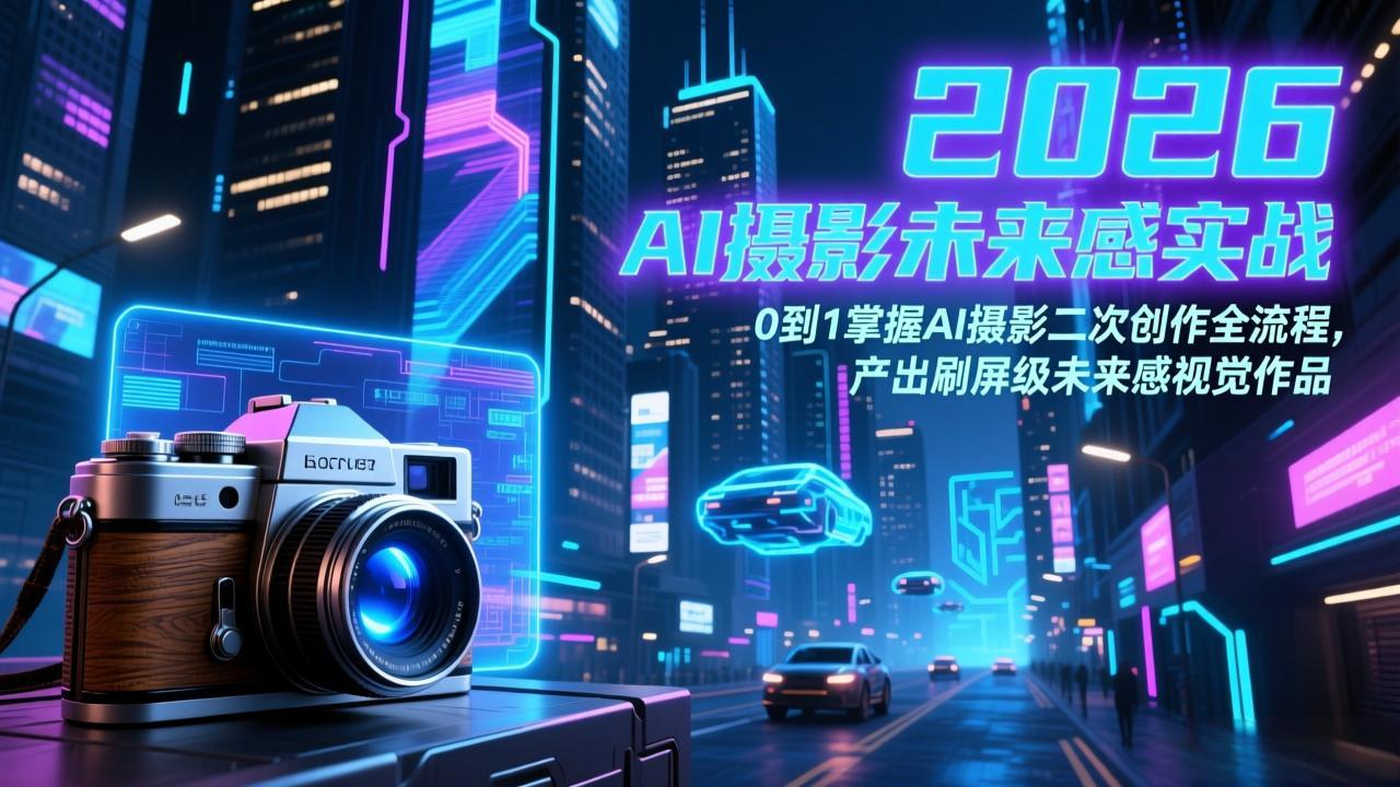 2026 AI摄影未来感实战：0到1掌握AI摄影二次创作全流程，产出刷屏级未来感视觉作品 - 网创智库网创-网赚-电商-tk-出海-AI-抖音-快手-小红书-视频号-玩法-创业-小程序-公众号-私域-s粉网创智库