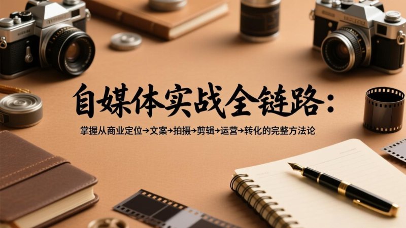 自媒体实战全链路：掌握从商业定位→文案→拍摄→剪辑→运营→转化的完整方法论网创-网赚-电商-tk-出海-AI-抖音-快手-小红书-视频号-玩法-创业-小程序-公众号-私域-s粉网创智库