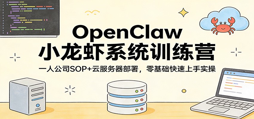 OpenClaw小龙虾系统训练营:一人公司SOP,云服务器部署,零基础快速上手实操 - 网创智库网创-网赚-电商-tk-出海-AI-抖音-快手-小红书-视频号-玩法-创业-小程序-公众号-私域-s粉网创智库