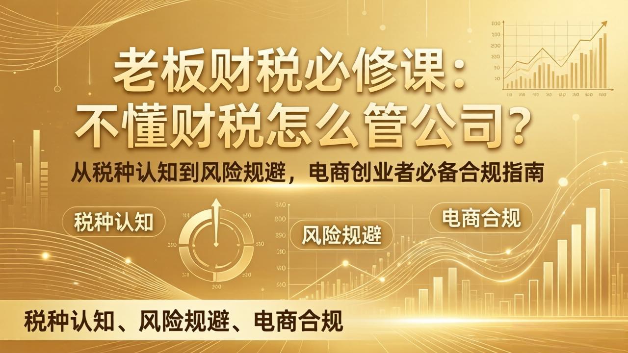 老板财税必修课：不懂财税怎么管公司？从税种认知到风险规避，电商创业者必备合规指南 - 网创智库网创-网赚-电商-tk-出海-AI-抖音-快手-小红书-视频号-玩法-创业-小程序-公众号-私域-s粉网创智库