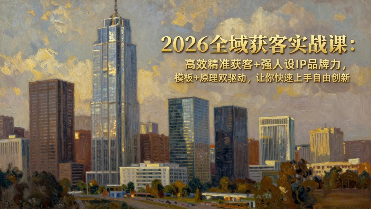 2026全域获客实战课：高效精准获客+强人设IP品牌力，模板+原理双驱动，让你快速上手自由创新 - 网创智库网创-网赚-电商-tk-出海-AI-抖音-快手-小红书-视频号-玩法-创业-小程序-公众号-私域-s粉网创智库