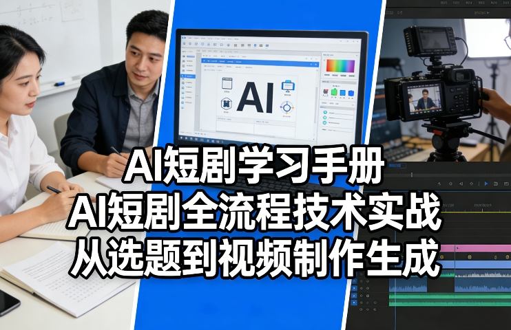AI短剧学习手册，AI短剧全流程技术实战，从选题到视频制作生成网创-网赚-电商-tk-出海-AI-抖音-快手-小红书-视频号-玩法-创业-小程序-公众号-私域-s粉网创智库