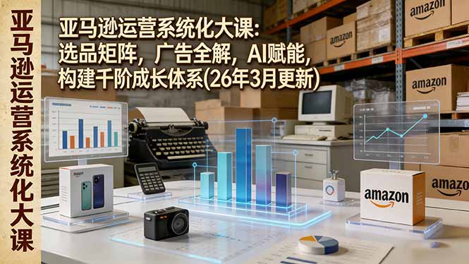 亚马逊运营系统化大课：选品矩阵，广告全解，AI赋能，构建千阶成长体系(26年3月更新网创-网赚-电商-tk-出海-AI-抖音-快手-小红书-视频号-玩法-创业-小程序-公众号-私域-s粉网创智库