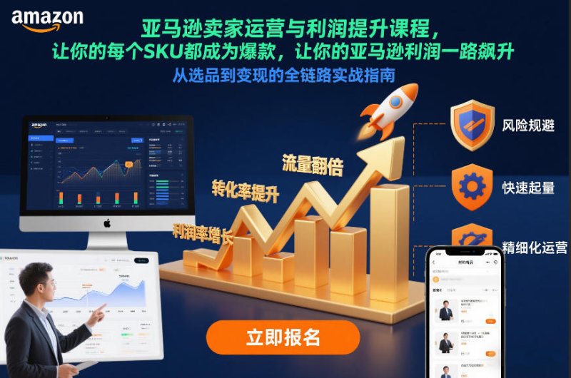 亚马逊卖家运营与利润提升课程，让你的每个SKU都成为爆款，让你的亚马逊利润一路飙升(更新26年3月)网创-网赚-电商-tk-出海-AI-抖音-快手-小红书-视频号-玩法-创业-小程序-公众号-私域-s粉网创智库