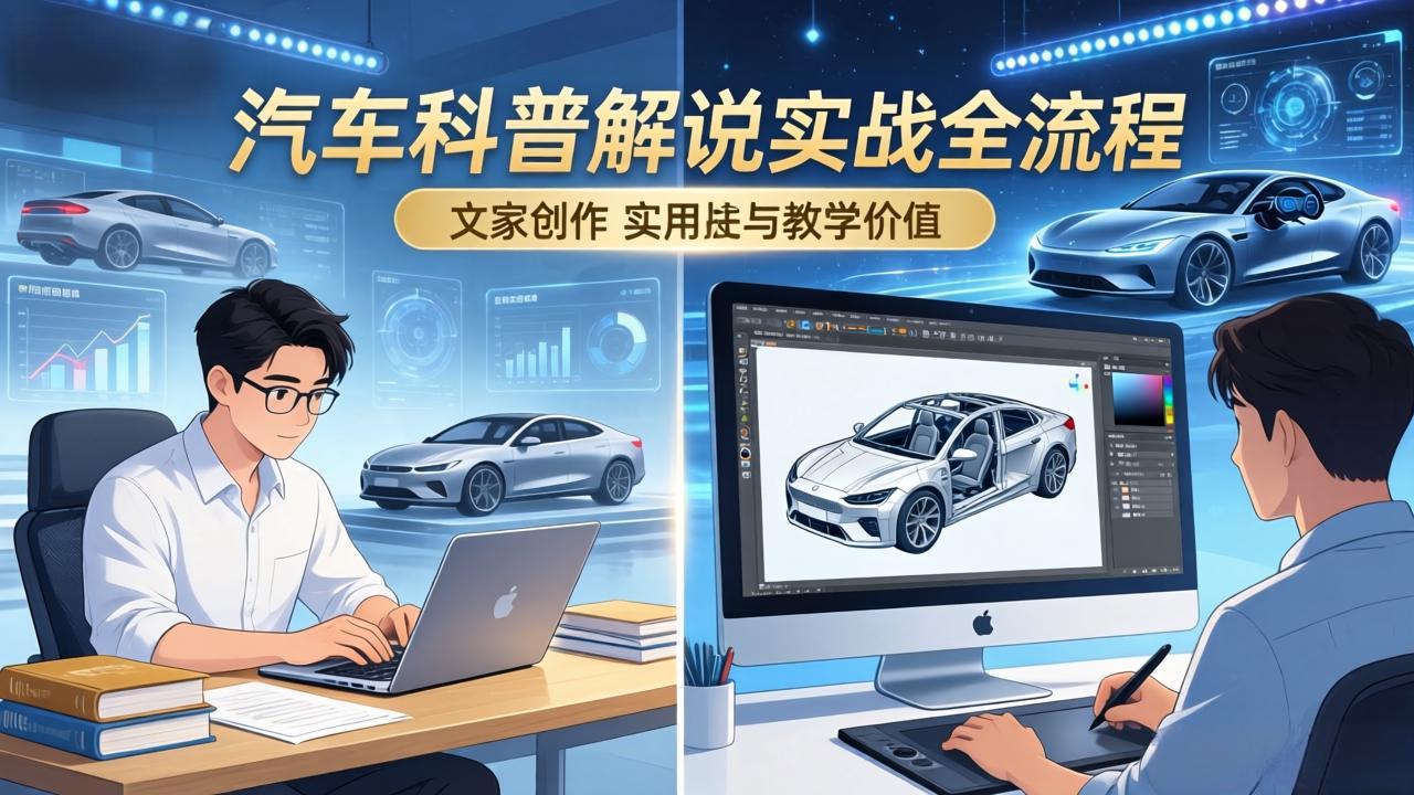 抖音汽车科普解说实战：文案+动画+画面处理+去水印全流程，打造专业汽车科普视频 - 网创智库网创-网赚-电商-tk-出海-AI-抖音-快手-小红书-视频号-玩法-创业-小程序-公众号-私域-s粉网创智库