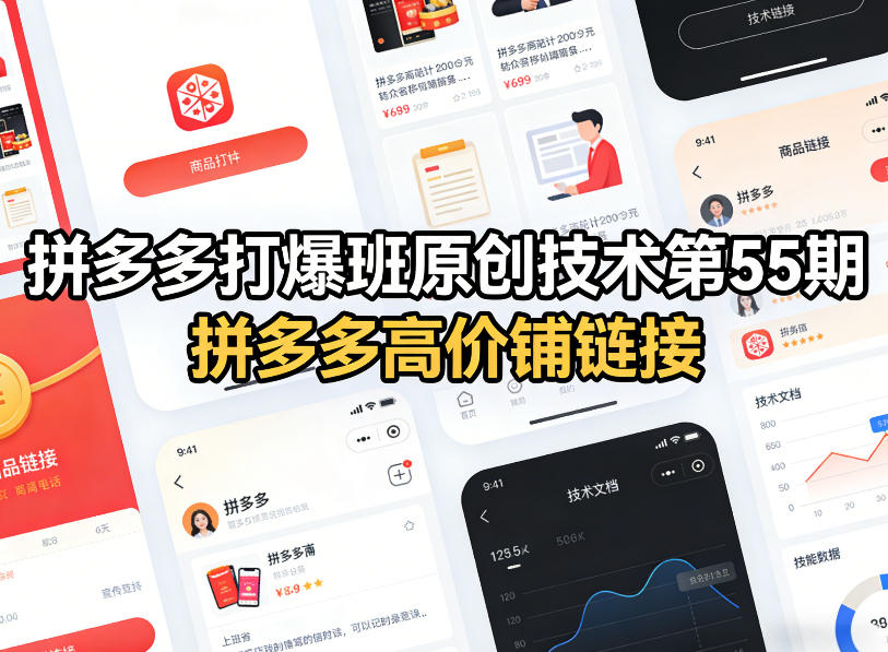 拼多多打爆班原创技术第55期，拼多多高价铺链接 - 网创智库网创-网赚-电商-tk-出海-AI-抖音-快手-小红书-视频号-玩法-创业-小程序-公众号-私域-s粉网创智库